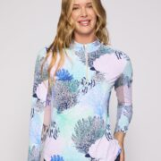 Quarter Zip Sun Protection Top In Blue Coral