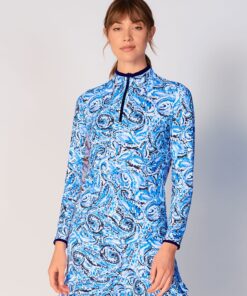 Mandala Blue Quarter-Zip Top