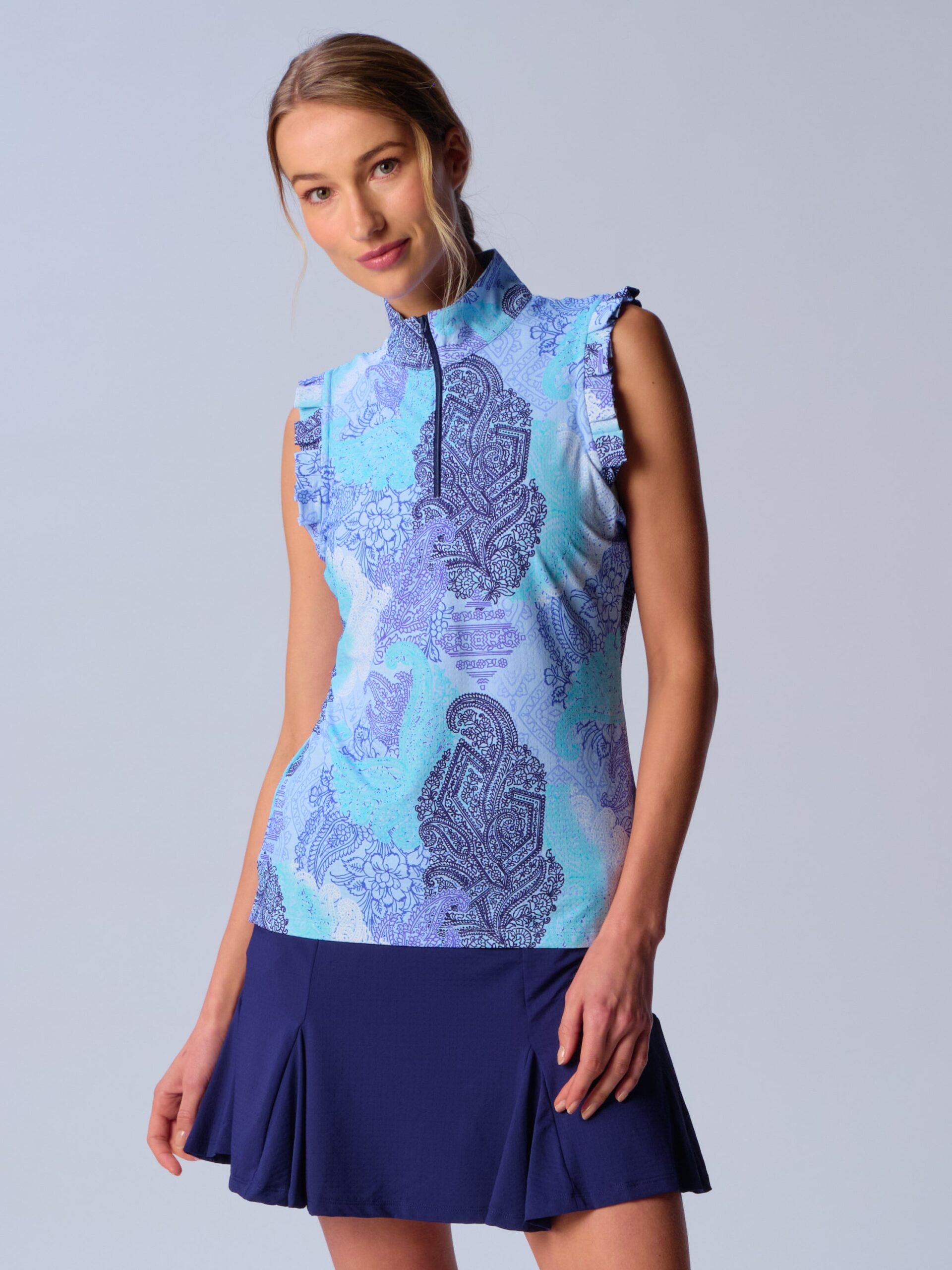 Blue Paisley Ruffle Zip - Image 2