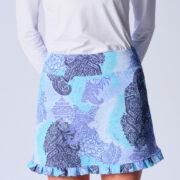 Ruffle Tennis Skirt in Blue Paisley