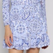 Double Ruffle Tennis Skirt In Blue Paisley