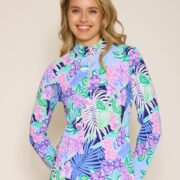 Quarter Zip Sun Protection Top In Island Navy